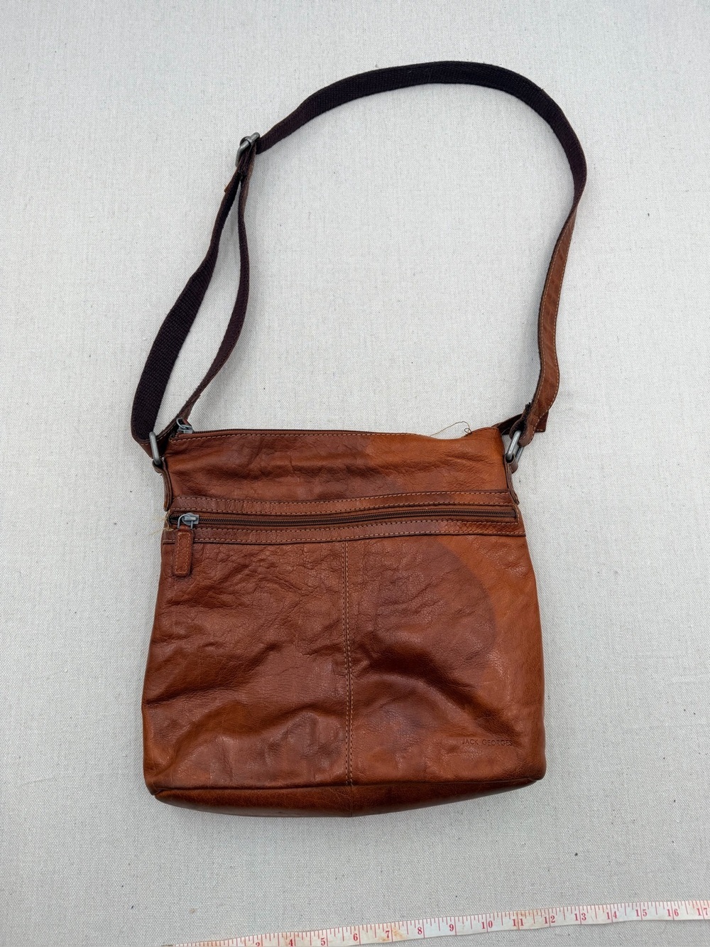Jack Georges Men's Brown Leather Crossbody Shoulder Bag
